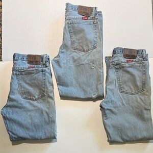 3 Vintage 80s 90s Wrangler Light Blue Men's Straight Jeans 33x30 Worn for Work